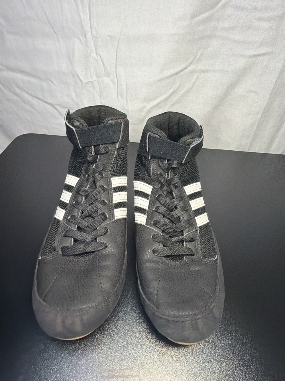 adidas Black High-Top Sneakers with White Three-Stripes